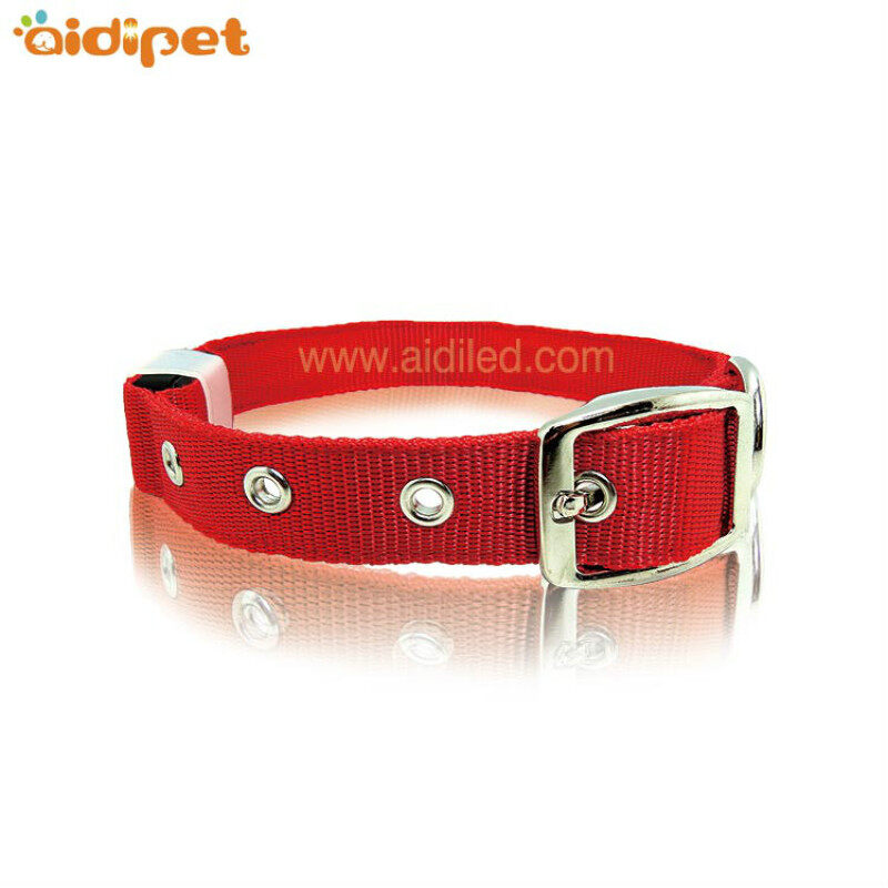 Strong Pulling Force Metal Pin Buckle Led Flashing Dog Collar USB Rechargeable Night Dog Pet Collar