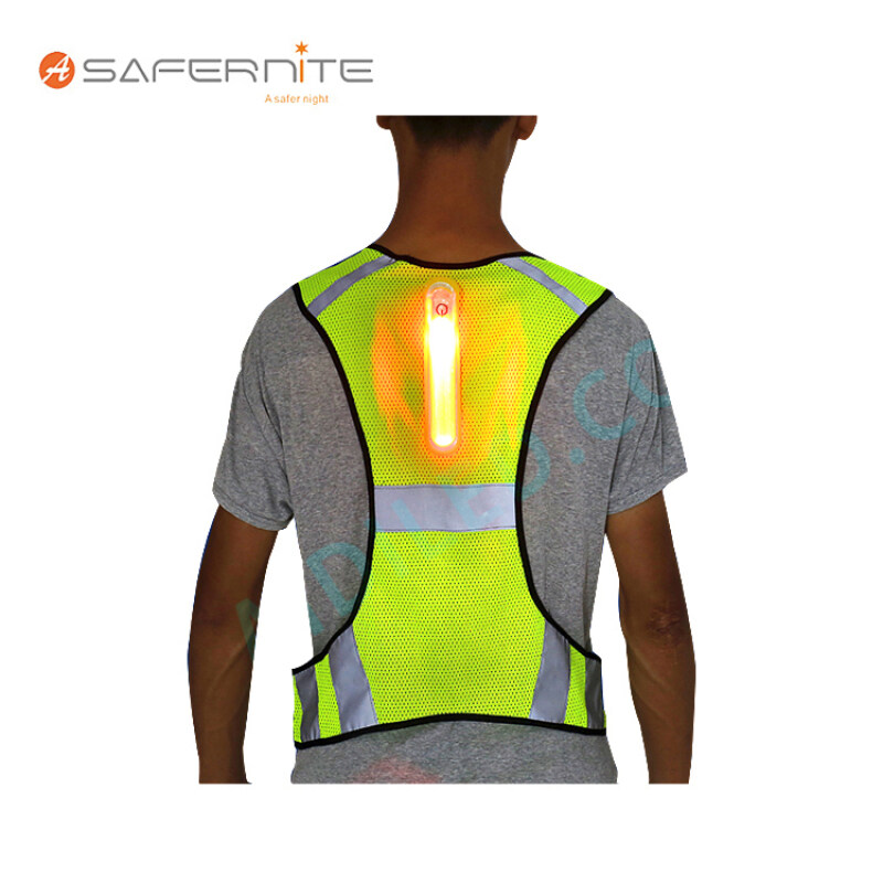 Detachable Led Light Safety Vest with Inner Pocket Reflective Nylon Mesh Safety Vest for Emergency Reflective Vest Safety