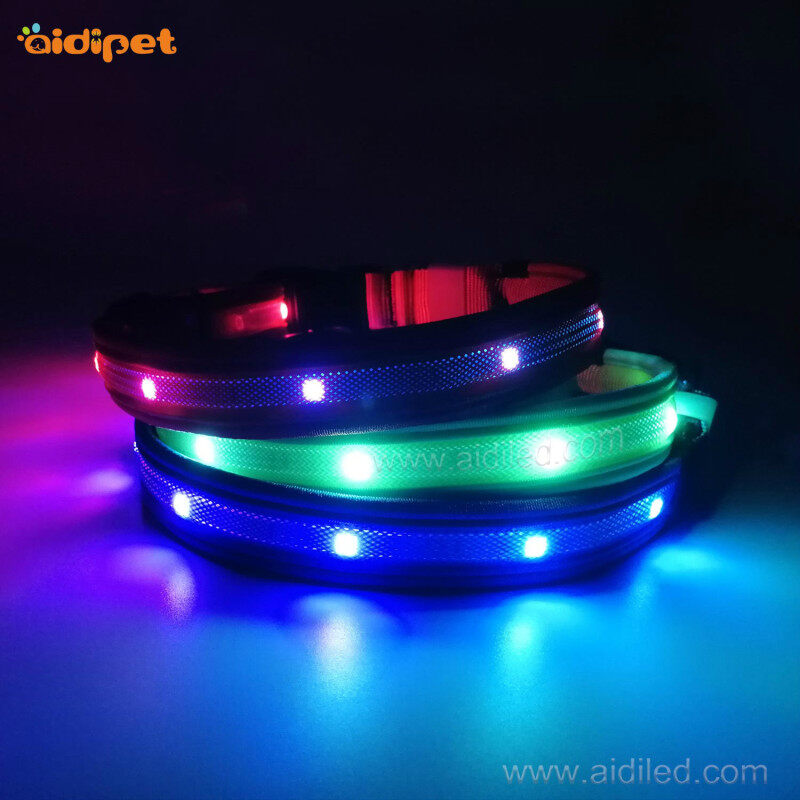 Colorful Light Led Glow Dog Collar Leash Rechargeable Amazing Light Up Dog Collar Necklace