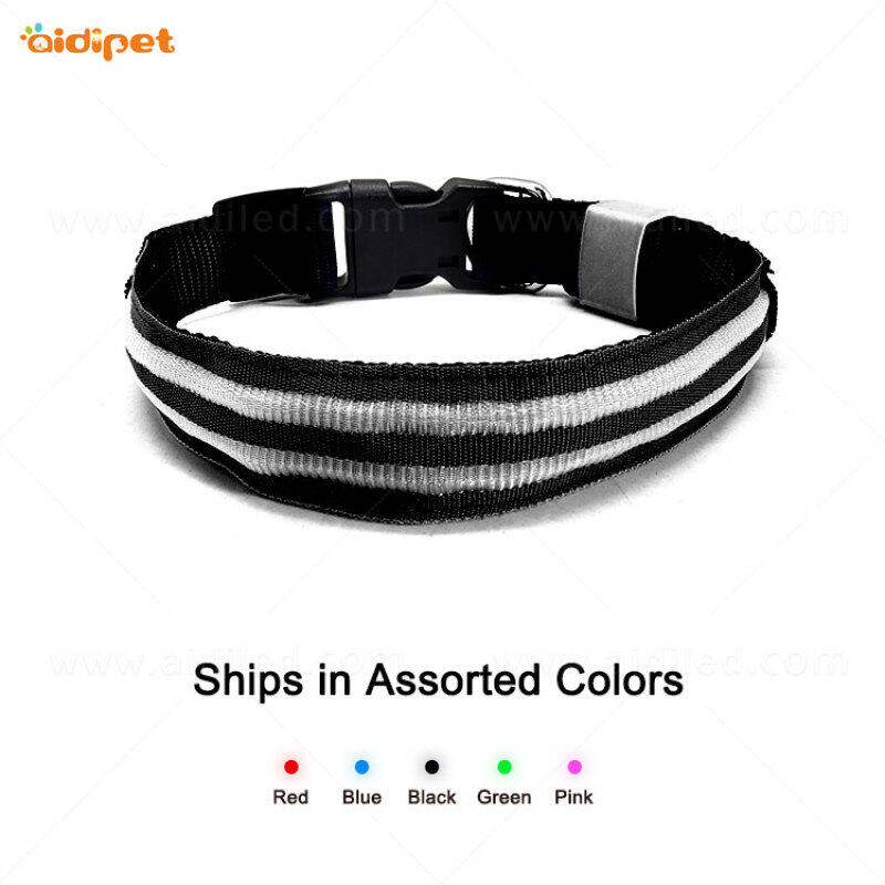 Water Resistant Factory Wholesale  Flashing Light Pet Collar Adjustable Led Dog Collar C15 USB Dog Led Light Collar
