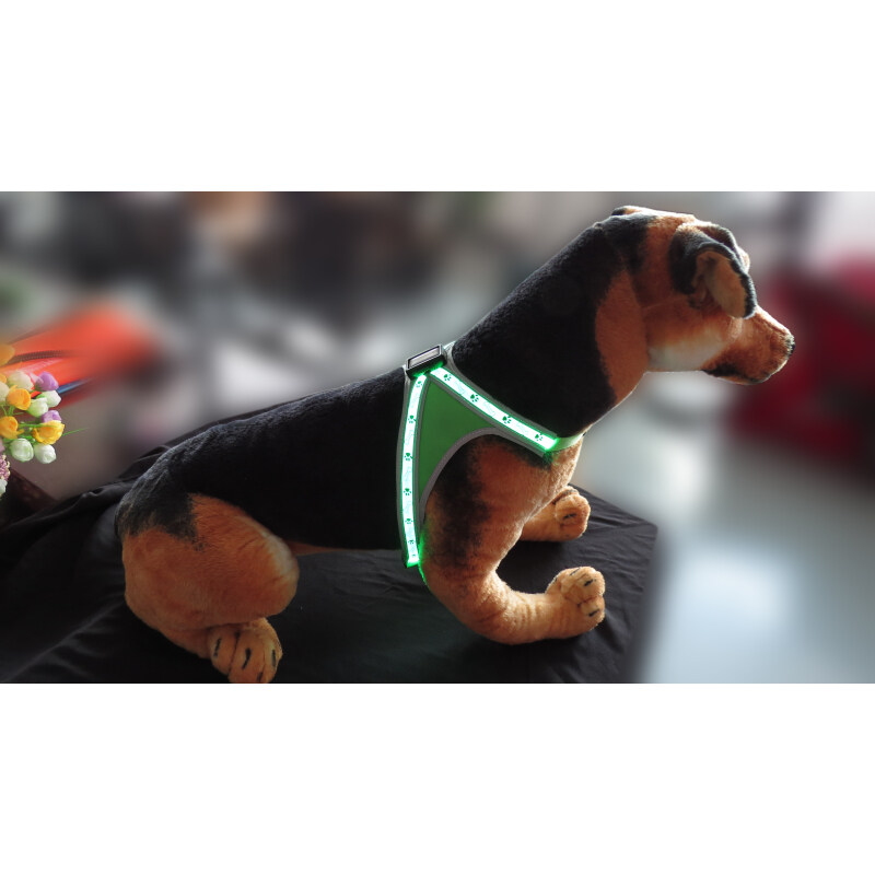 Glow in the Dark Dog Harness Led Light for Night Safety Walking Dog with AIDIPET Led Pet Harness