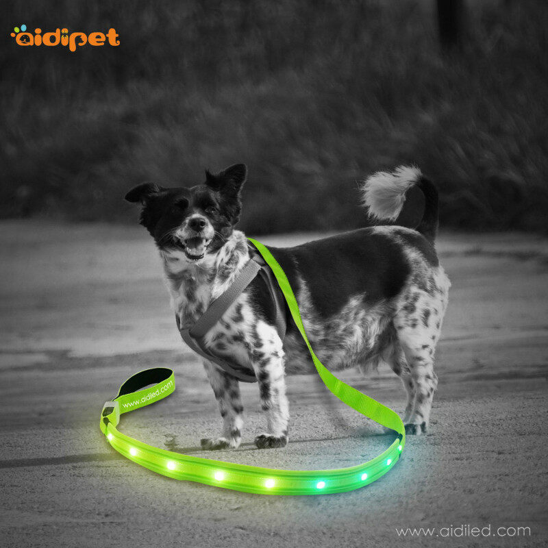 AIDI Flashing RGB Light up Dog Leash Light Rechargeable Fashion Designer Dog Leash Lead with Led