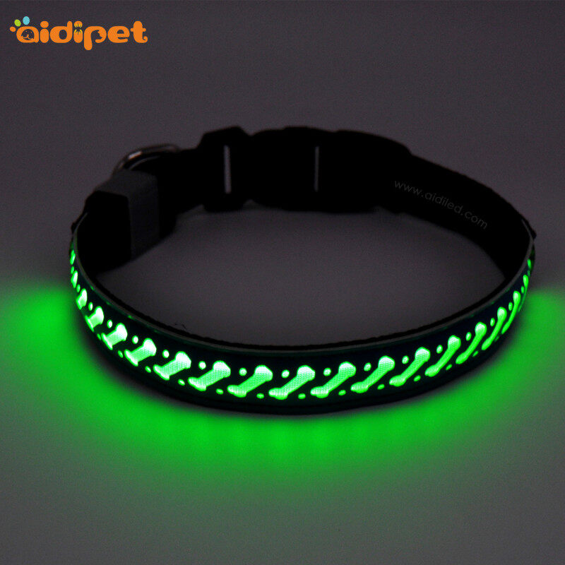 Nylon Led Pet Dog Collar Night Safety Flashing Glow USB Rechargeable Leather Dog Collars Large with Led