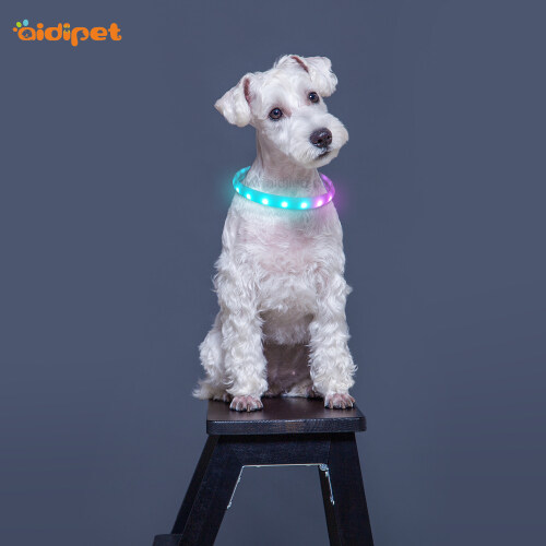 Best Seller Flashing Usb Rechargeable Silicone Dog Collar with RGB Led Light Cut Free Colorful Light Dog led Collar