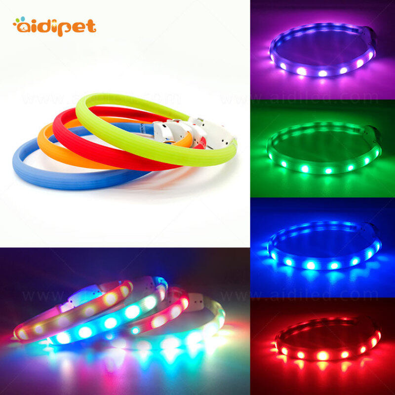 Good Quality Wholesale Multi Colors Plaid Light Pet Cat Dog Collar Night Safety Glow in the Dark Led Dog Collar