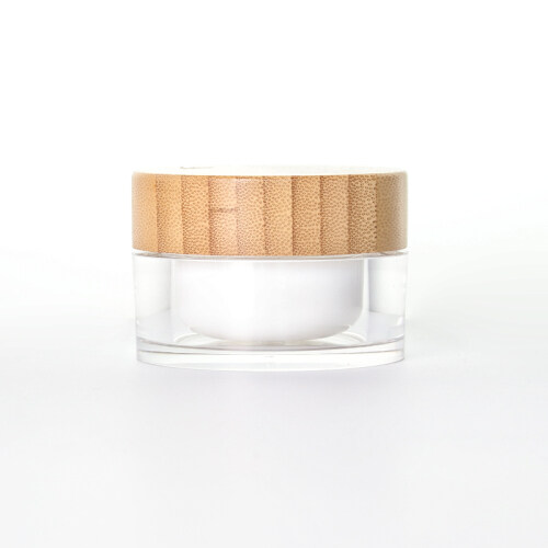 Clear nice looking 50g acrylic jar with bamboo cover for skin care packaging cosmetic jar