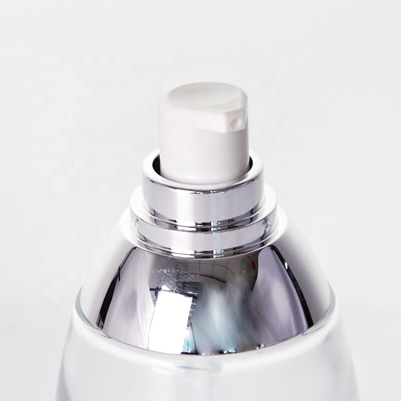 30mL Plating Silver Flower Cap Cosmetic Airless Essence Serum Bottle