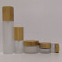 15g 30g 50g 100g bamboo lid packaging clear frosted cream cosmetic jar and bottle with bamboo lid