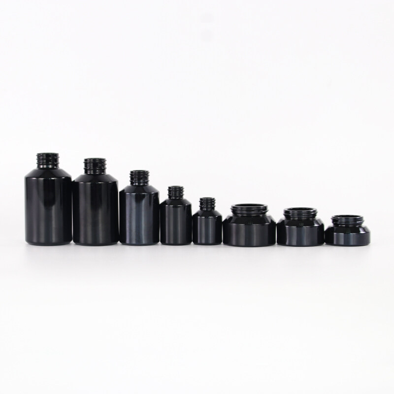 Cosmetic containers 30ml 50ml 60ml 100ml opaque black glass serum pump bottle