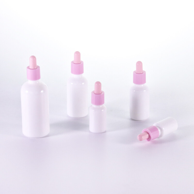 Wholesale elegant opal white  glass bottles multi-size glass dropper bottles for aromatherapy essential oils cosmetic packaging