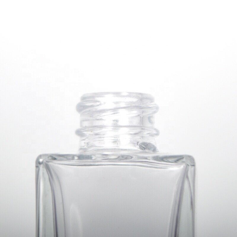 Rectangle Square Cosmetic Lotion Glass Bottle For Essential Oil with Press Cap