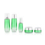 Green glass cosmetic packaging lotion and toner bottle and cream jar