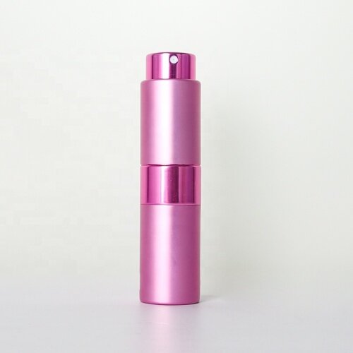 Perfume atomizer refillable knob style crimp sprayer 15ml rose red aluminum twist design atomizer for perfume