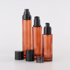 Cosmetic packaging 15ml 30ml 60ml 125ml 200ml amber glass spray bottles full set frosted amber glass bottle
