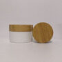 Double wall PP plastic cosmetic plastic cream jars with bamboo lid bamboo jar