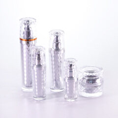 Hot selling 30ml 60ml 120ml luxury sliver acrylic plastic bottle 50g acrylic plastic jar for  skincare cosmetic packaging