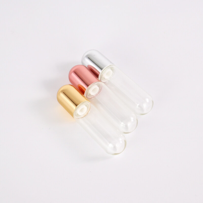 3ml 5ml Hot cake small size clear glass roller bottle small glass bottle with colorful cap