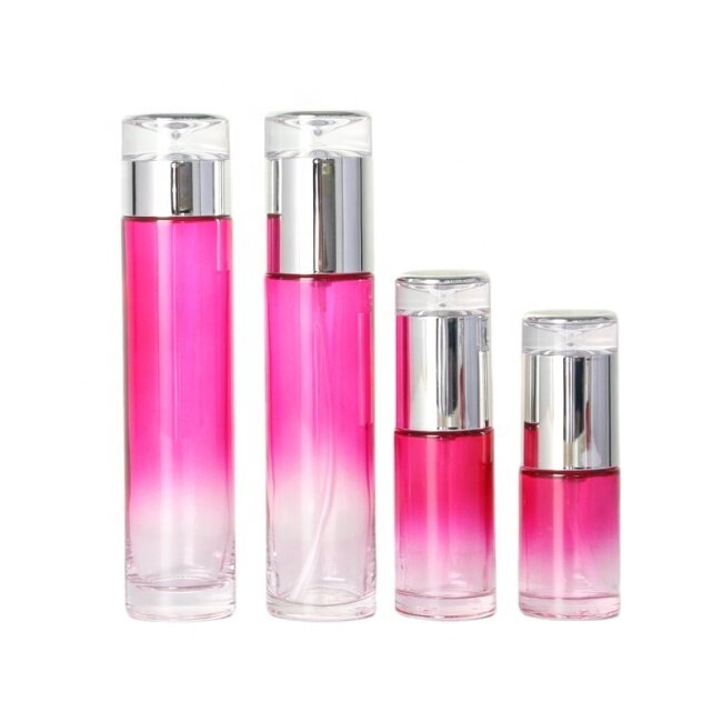 120mL Painted Magenta Glass Essential Oil Lotion Pump Bottles