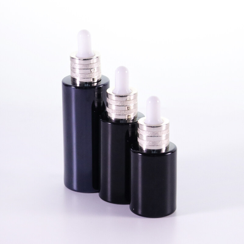 High-end cosmetic packaging cosmetic dropper bottle black glass dropper bottle for essential oil