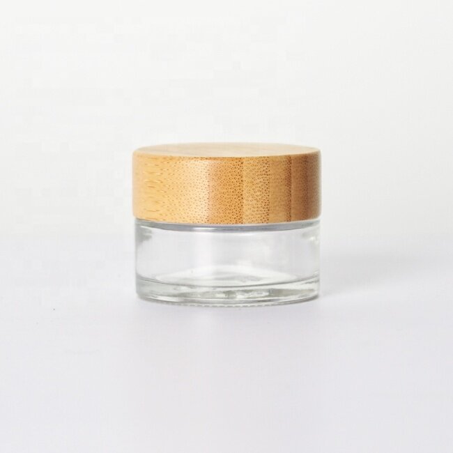 15ml clear glass cream jar with bamboo lid wholesale high quality skin care package