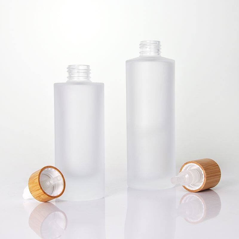 High end 15ml 30ml 50ml 100ml Luxury Skincare Serum Essential Oil  bamboo lid Clear Glass Thick Bottom Dropper Bottle