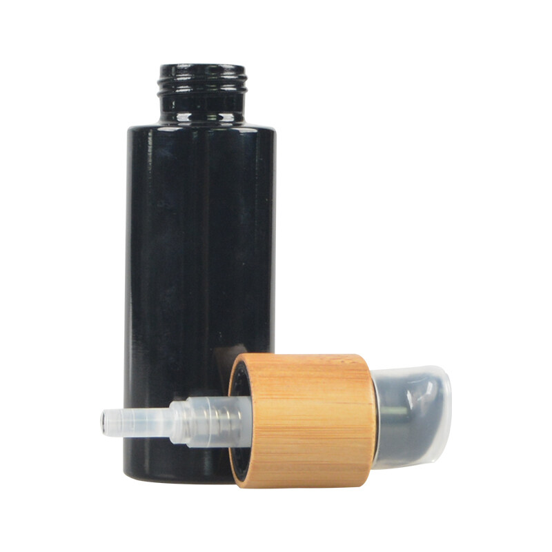 High quality eco-friendly material glass bottle with rubber wooden, dark violet glass bottle