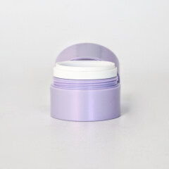 Wholesale 50g double level  plastic cream jar purple color with purple lids for skin care cream cosmetic containers and packages