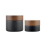 20g 50g 100g new design black glass cream jar with ashtree wood lid