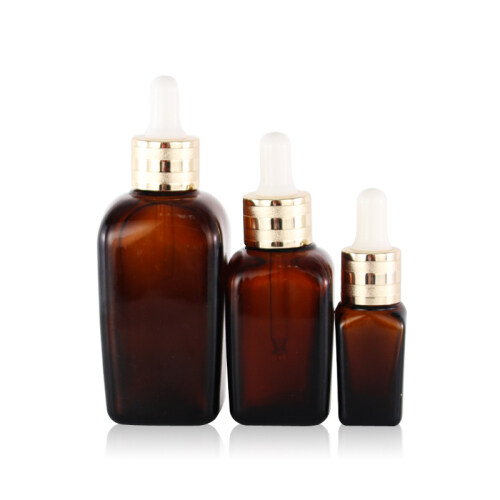 Glass Essential Oil or Serum Dropper Bottle Amber Skin Care Cream 10ml 40ml 90ml Personal Care Round Shape Hot Stamping Liquid