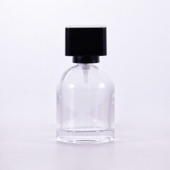 wholesale 50ml in stock high-end luxury custom round shoulder spray perfume bottle transparent glass bottle