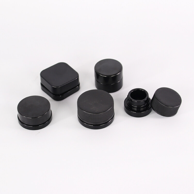 3g 5g 7g press mold small capacity cosmetic glass jars with black plastic lids