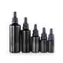 Factory price 10ml 15ml 30ml 50ml 100ml 200ml cosmetic  black glass bottles with high quality dropper for cosmetic