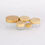 Hot model empty cosmetics frosted glass jar 5g 10g 20g 30g 50g glass cream container with bamboo lid