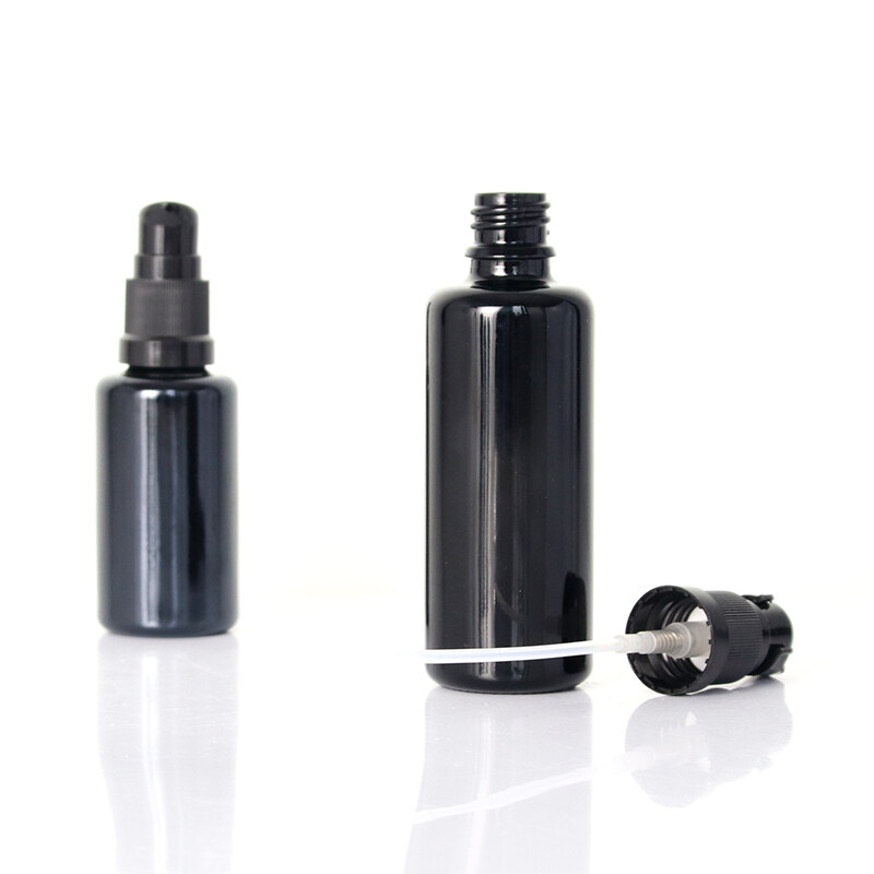 High-grade light-proof black glass bottle essential oil essence lotion cosmetic packaging empty bottle press pump head