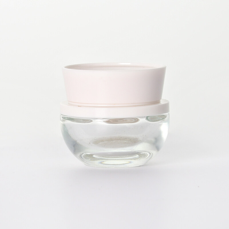 Colorless round bottom thick bottom glass jar pink round lid cream cream empty jar