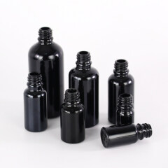 Luxury 1oz 30ml 50ml black essential oil serum bottle glass dropper bottles