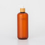 Boston type amber plastic droppers pump, bamboo collar pump for frosted amber plastic Boston bottle