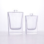 30ml 50ml rectangular transparent glass perfume spray empty bottle metal lid