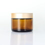 Premium Luxury Round Cosmetic Container Refillable Empty Cream Face Cream 100g Amber Glass Jar With Gold Lids