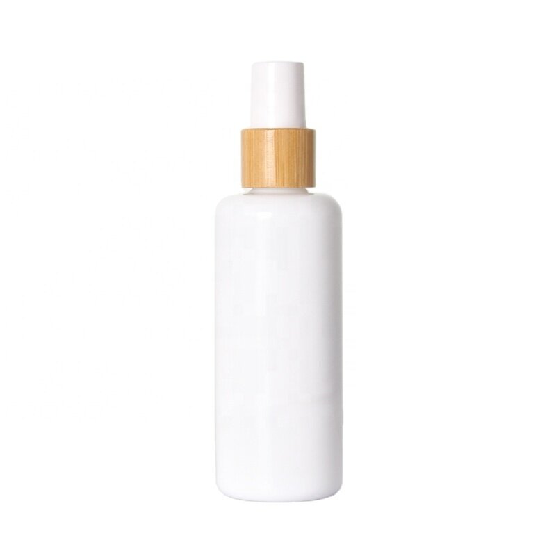 Bamboo Collar Empty White Glass Bottle for Face Toner Contains
