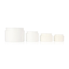 White plastic skincare packaging face cream jars with bamboo lid,empty plastic jar