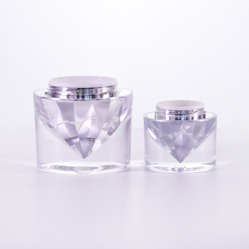 Customized Luxury 15g 50g Acrylic Silver Cream Jars for essence lotion cream cosmetic packaging