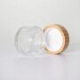 100ml clear glass cream jar with bamboo lid wooden top jar wholesale factory price