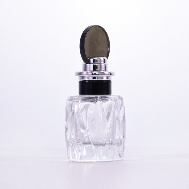 High quality 100ml empty perfume bottle with good performance shiny ABS black cap hot sale