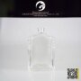 Clear glass perfume bottle with golden aluminum sprayer top