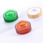 Different color skincare cosmetic skin care packaging cosmetics glass jar cream empty frosted 50ml with bamboo lid wooden cap
