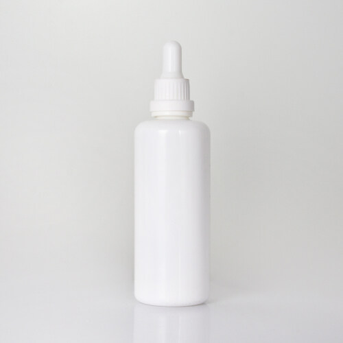 auto machine 100ml  round shoulder opal white  glass bottle with white temper evidence dropper