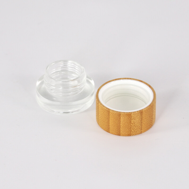 5ml 10ml 15ml 30ml 50ml 100ml 150ml 200ml Clear Frosted Glass Bamboo Lid Cosmetic Cream Jar with Plastic Inner