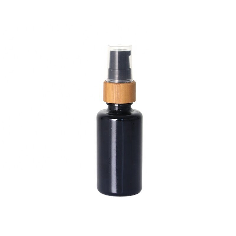 Cosmeic Packaginng Bamboo Cap Glass 1oz  Lotion Bottle