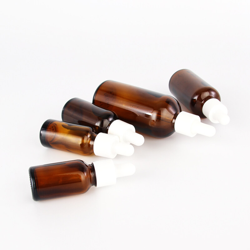 Cosmetic packaging amber glass spray bottles 5ml 10ml 15ml 20ml 30ml 50ml 100ml essential oil bottle with black pump